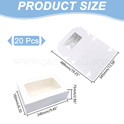 ケーキの紙箱  クッキー用厚紙ギフト包装箱  小さなケーキ  長方形  ホワイト  24x16x7.5cm&nbsp;CON-WH0098-15C-02