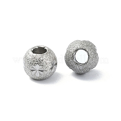 変色しにくい316ステンレススチールビーズ  テクスチャ  花の丸  ステンレス鋼色  6x5mm  穴：2mm&nbsp;LS-STAS-H191-07P