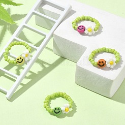 Glass Seed Beaded Stretch Ring&nbsp;RJEW-TA00079-01