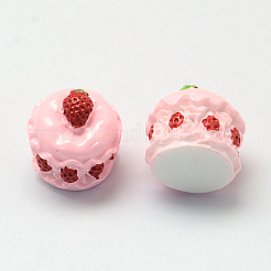 ストロベリーケーキレジンデコデンカボション  ランダムな色のボトム  模造食品  16x15mm  ピンク  16x15mm&nbsp;CRES-R183-05B
