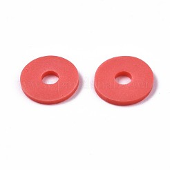 手作り樹脂粘土ビーズ  ディスク/フラットラウンド  ヒシビーズ  レッドオレンジ  8x0.5~1mm  穴：2mm  約13000個/1000g&nbsp;CLAY-R067-8.0mm-B14