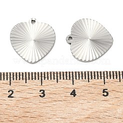 304ステンレスペンダント  レイと  ステンレス鋼色  ハートチャーム  15.5x15x1.5mm  穴：1.2mm&nbsp;STAS-C167-08A-P