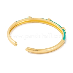 本物の 18k 金メッキ真鍮エナメルイーブルアイオープンカフバングル女性用  ダークシアン  内径：2インチ（5.2cm）  5~6mm&nbsp;BJEW-S147-14G-A
