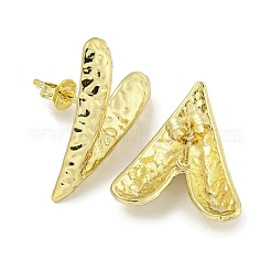Heart Texture Brass Stud Earrings for Women&nbsp;EJEW-E312-02G