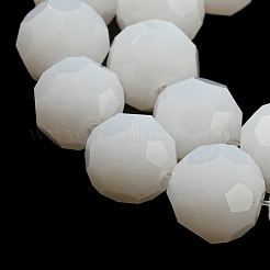 模造翡翠ガラスビーズスタンド  ファセット（32ファセット）  ラウンド  ホワイト  10mm  穴：1.8mm  約66~68個/連  24.02''~24.13''（61~61.3センチメートル）&nbsp;X-EGLA-A035-J10mm-D05