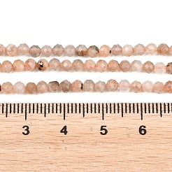 天然石サンストーンビーズ連売り  多面カット  ラウンド  3mm  穴：0.7mm  約120~130個/連  15.35~15.59インチ（39~39.6cm）&nbsp;G-RM250104-C1