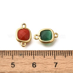Brass Pave Glass Square Links Connector Charms&nbsp;STAS-K295-04G