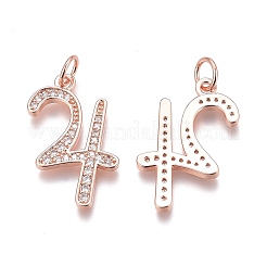 Brass Micro Pave Clear Cubic Zirconia Pendants&nbsp;ZIRC-O035-08RG