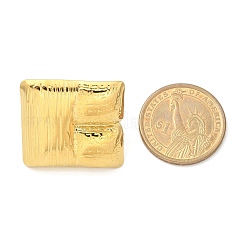 女性用304ステンレススチールオープンカフリング  18KGP本金メッキ  正方形  スクエア：30x30mm  調整可能&nbsp;RJEW-B109-06G-01