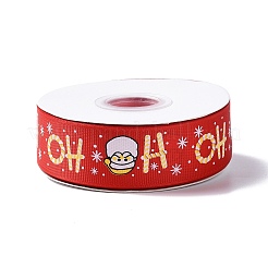 25 ヤードのクリスマステーマプリントポリエステルグログランリボン  DIYのジュエリーには  フラット  レッド  1インチ（25.5mm）&nbsp;OCOR-C004-02D