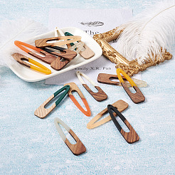 20Pcs 10 Colors Resin & Walnut Wood Big Pendants&nbsp;RESI-BT0001-09