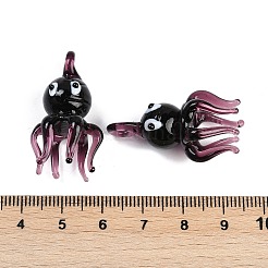 手作りランプワークペンダント  タコチャーム  パープル  31~35x17~20.5x15~20mm  穴：3~4.5mm&nbsp;LS-LAMP-I029-01B