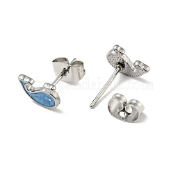 Enamel Dolphin Stud Earrings with 316 Surgical Stainless Steel Pins&nbsp;EJEW-A081-02P