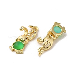 Rack Plating Brass Micro Pave Cubic Zirconia Jade Pendants&nbsp;KK-K377-92G-02