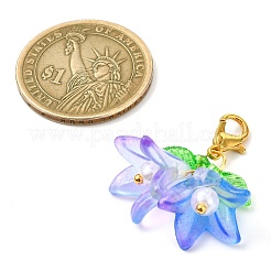 6色の花のアクリルペンダントデコレーション6個  バッグの飾り用のロブスター クロー クラスプ チャーム  ミックスカラー  32mm  1pc /カラー&nbsp;HJEW-JM02719-02