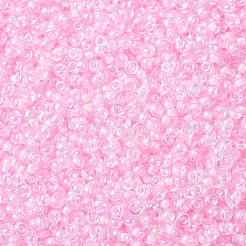MIYUKIラウンドロカイユビーズ  日本製シードビーズ  （rr272)ピンクの裏地付きクリスタルab  11/0  2x1.3mm  穴：0.8mm  約1100PCS /ボトル  10 G /ボトル&nbsp;SEED-JP0008-RR0272