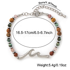304 Stainless Steel Wave Link Bracelets&nbsp;NC8971-1