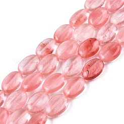 チェリークォーツガラスビーズ連売り  フラットオーバル  14x10x5.5mm  穴：1.2mm  約28個/連  15.55''（39.5センチメートル）&nbsp;G-M206-35