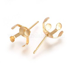 304ステンレススチールスタッドピアス金具  プロングイヤリングのセッティング  ゴールドカラー  18x10.5mm  内径：10mm  ピン：0.7mm&nbsp;X-STAS-L219-03C-G