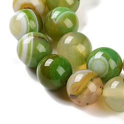 天然石縞瑪瑙/バンデットアゲートビーズ連売り  染め  ラウンド  ライトカーキ  10mm  穴：1.2mm  約19個/連  7.60''（19.3センチメートル）&nbsp;G-Z060-A01-C02