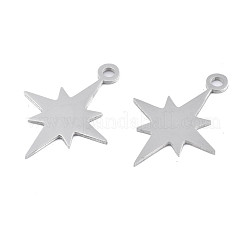 変色しにくい201ステンレススチールペンダント  レーザー切断  スター  ステンレス鋼色  28x20x1mm  穴：2mm&nbsp;STAS-N095-017