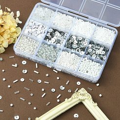 DIYビーズジュエリー作りの発見キット  ラッパ、丸いガラスのシード、プラスチックのパイレットビーズを含む  ミックスカラー  108 G /ボックス&nbsp;DIY-YW0007-12
