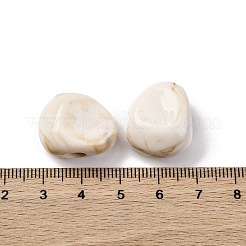 ツートンの不透明アクリルビーズ  天然石風  ナゲット  ホワイト  17~17.5x21x10.5mm  穴：5.2mm&nbsp;X-MACR-Z002-01B