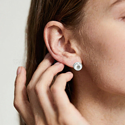 Stainless Steel Half Round Stud Earring Findings&nbsp;STAS-SP0002-03