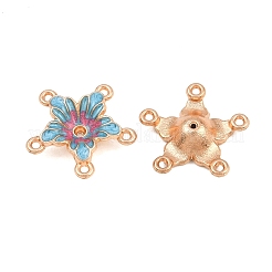 合金エナメルシャンデリアコネクターパーツ  花  ライトゴールド  ディープスカイブルー  17x17.5x4.5mm  穴：1.1mm&nbsp;AL-CBA8479-12KCG-01