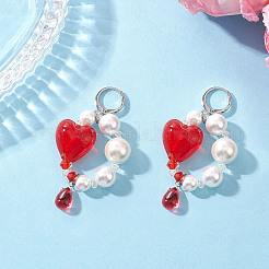 Brass Heart Hoop Earrings&nbsp;EJEW-TA00762
