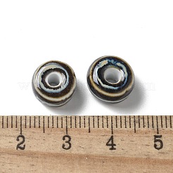手作りの陶器ビーズ  フラットラウンド  カラフル  9.5~10x6mm  穴：3mm&nbsp;PORC-L080-C12