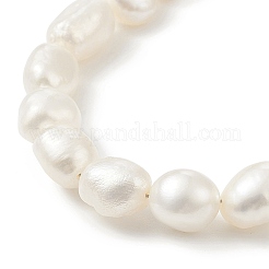 Natural Baroque Pearl Beaded Bracelet with 304 Stainless Steel Paperclip Chains for Women&nbsp;BJEW-JB08970