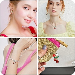 16pcs4スタイルアロイラインストーンペンダント  さくらんぼのチャーム  ミックスカラー  21~22.5x18~18.5x4~7mm  穴：1.8~2.2mm  4個/スタイル&nbsp;FIND-YW0012-48