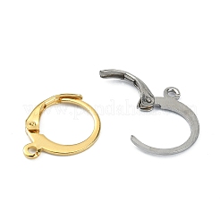 40個 2色 304ステンレススチール フレンチフックピアス金具  水平ループ付き  ゴールデン·ステンレス鋼色  14.5x12x2mm  穴：1.2mm  ピン：0.6mm  20個/カラー&nbsp;STAS-FS0001-24