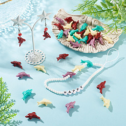 40Pcs 4 Colors Synthetic Coral Carved Beads&nbsp;CORA-TA0001-02