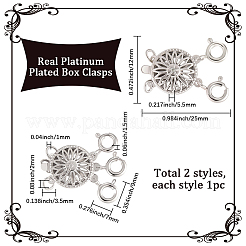 2Pcs 2 Styles Brass Box Clasps&nbsp;KK-BBC0020-81P