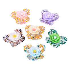 6個6色の不透明アクリルキラキララインストーンビーズ  花と蝶  ミックスカラー  32x45x23.5mm  1pc /カラー&nbsp;MACR-TA0002-35