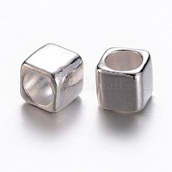チベット風合金ヨーロピアンビーズ  大穴ビーズ  キューブ  カドミウムフリー＆ニッケルフリー＆鉛フリー  銀  6x6x6mm  穴：4mm&nbsp;LF11237Y-S-NR