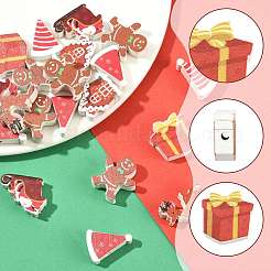 42Pcs 7 Styles Christmas Printed Schima Wood Beads&nbsp;WOOD-FS0002-49