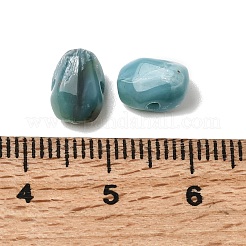 不透明アクリル天然石風ビーズ  ナゲット  ダークターコイズ  9x7x5.5mm  穴：1.5mm  約2500個/500g&nbsp;OACR-G061-04F