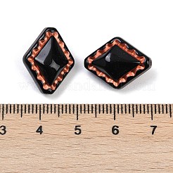 不透明なアクリルビーズ  菱形  赤色のエンレース  ブラック  18.5x14x9mm  穴：1.6mm  約555個/500g&nbsp;OACR-P029-07A-01