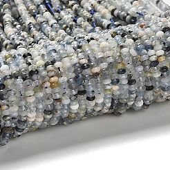 天然石アクアマリンビーズ連売り  多面カット  ロンデル  4x2mm  穴：0.6mm  約180~195個/連  15.35''（39センチメートル）&nbsp;LS-G-RM2025-D01-C