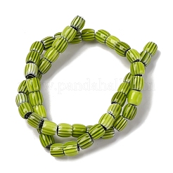 手作りのランプワークシェブロンビーズ連売り  バレル  黄緑  8x7.5mm  穴：1.2mm  約47個/連  14.69''（37.3センチメートル）&nbsp;X-LAMP-K041-01B-26