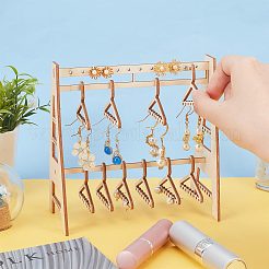 木製イヤリングディスプレイスタンド1セット  コートハンガー型のイヤリングオーガナイザーホルダー、ハンガー10個付き。  バリーウッド  完成品：8.5x16x15.2cm&nbsp;EDIS-PH0001-62