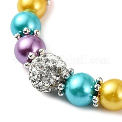 女性用ガラスイミテーションパールビーズブレスレット  カラフル  6-3/4インチ（17cm）&nbsp;BJEW-JB10033-02