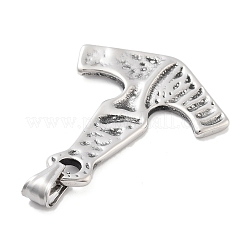 316サージカルステンレスペンダント  斧のチャーム  アンティークシルバー  47x39x2.6mm  穴：6.5mm&nbsp;STAS-E212-143AS