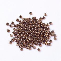 Fgb 15/0グレードAラウンドガラスシードビーズ  メタリックカラービーズ  銅メッキ  1.8~2x1~1.3mm  穴：0.5mm  約8500個/50g&nbsp;X-SEED-A022-F15-601