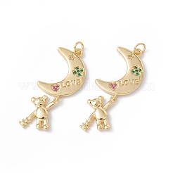 Rack Plating Brass Micro Pave Colorful Cubic Zirconia Pendants&nbsp;ZIRC-C040-20G