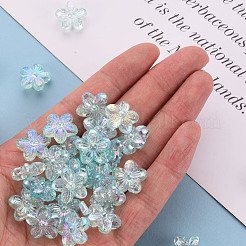 透明なアクリルビーズ  ABカラー  花  ターコイズ  14.5x15.5x7mm  穴：1.8mm  約657個/500g&nbsp;TACR-S154-45C-754