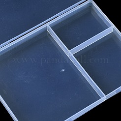 クリアプラスチックビーズ収納ケース  3コンパートメント  DIYアートクラフト用  ネイルダイヤ  ビーズ収納  長方形  透明  16.8x11.5x1.4cm&nbsp;CON-YW0001-54